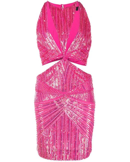 retroféte Mary Sequin-embellished Cut-out Dress in Pink | Lyst UK