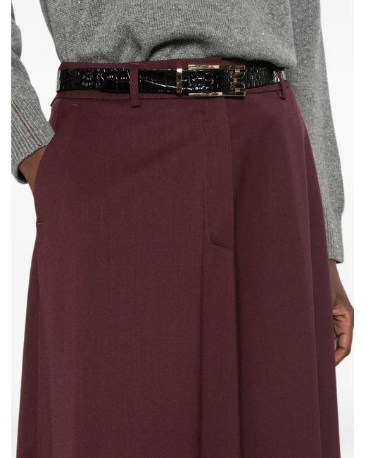 Peserico Purple Belt-Loops Midi A-Line Skirt