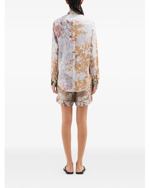 Pierre Louis Mascia White Diomede Floral-Print Longsleeve Shirt