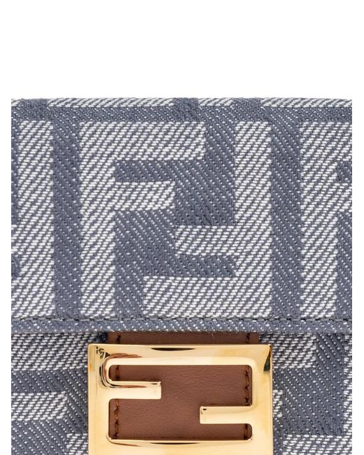 Fendi Gray Ff-Pattern Tri-Fold Wallet