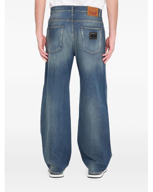 Jean Ample À Patch Logo Dolce & Gabbana pour homme en coloris Blue