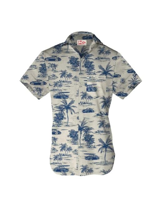 Mc2 Saint Barth Blue Short-Sleeve Button-Up Shirt for men