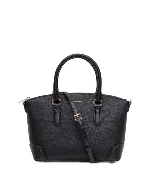 Michael Kors Black Md Ew Dome Logo-Plaque Leather Tote Bag