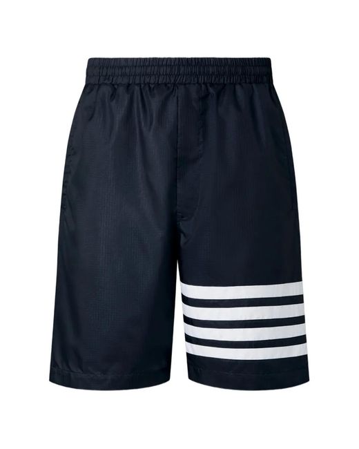 Thom Browne Blue Ripstop 4-Bar Track Shorts for men