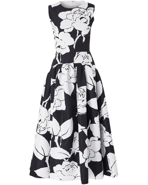 Carolina Herrera White Floral-Print Midi Dress