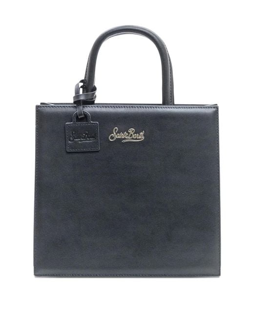 Mc2 Saint Barth Blue Top-Handle Logo-Detail Satchel Bag