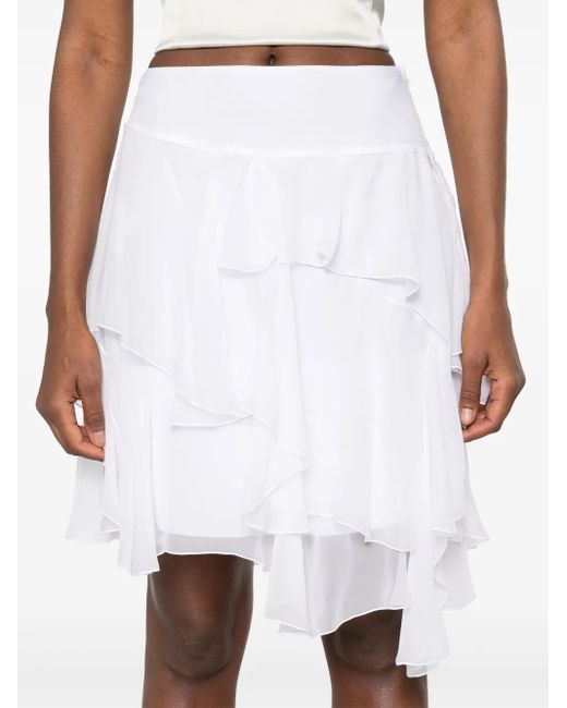 Alberta Ferretti White Chiffon Mini Skirt
