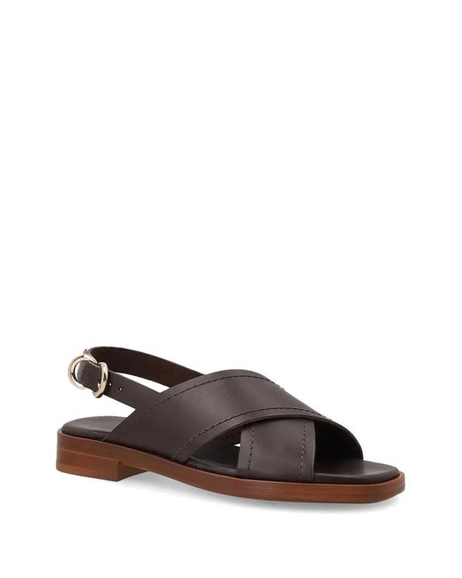 Frau Brown Crossover-Strap Slingback Sandals