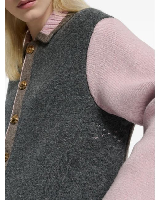 Barrie Gray Colour-Block Buttoned Cardigan