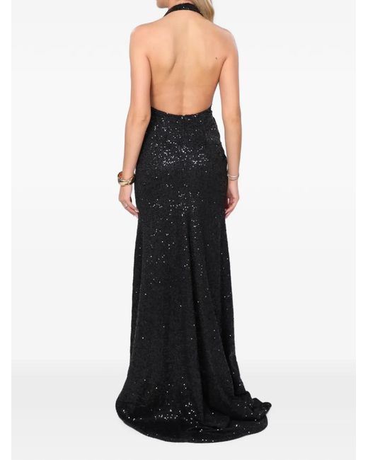 ROSERRY White Sienna Sequin-Embellished Halterneck Maxi Dress