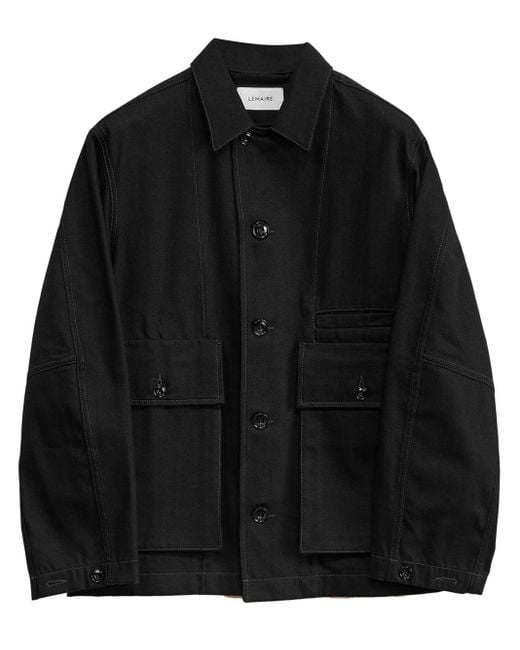 Lemaire Black Cotton Shirt Jacket - Unisex - Cotton