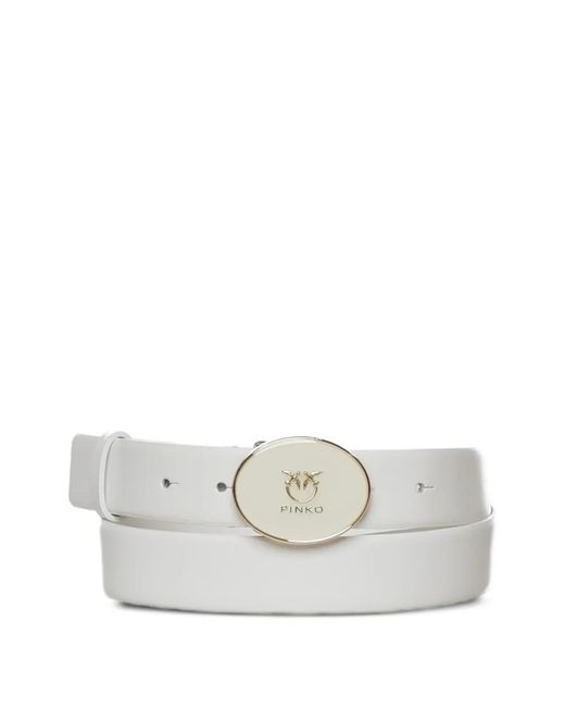 Pinko White Round Buckle Belt