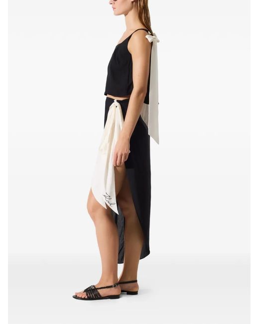 Karl Lagerfeld Black Sheer Bow Pareo