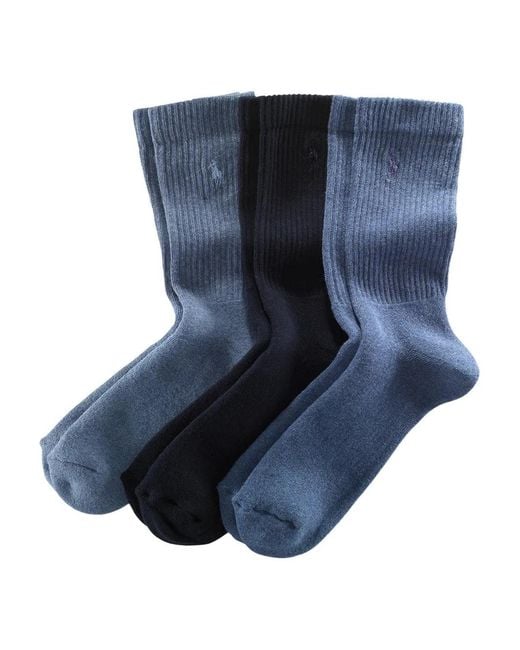 Polo Ralph Lauren Blue Logo Socks (Set Of Three) for men