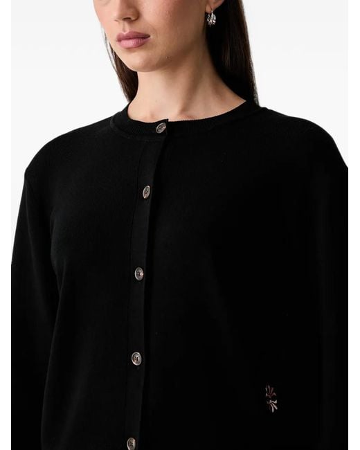 Scotch & Soda Black Embroidered Button-Up Cardigan