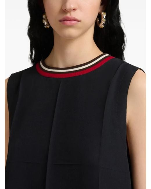 Marni Black Robe Courte Sans Manches À Design Plissé