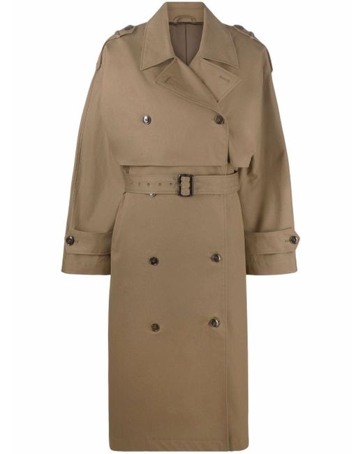 Totême Cotton Belted Trench Coat in Green - Lyst