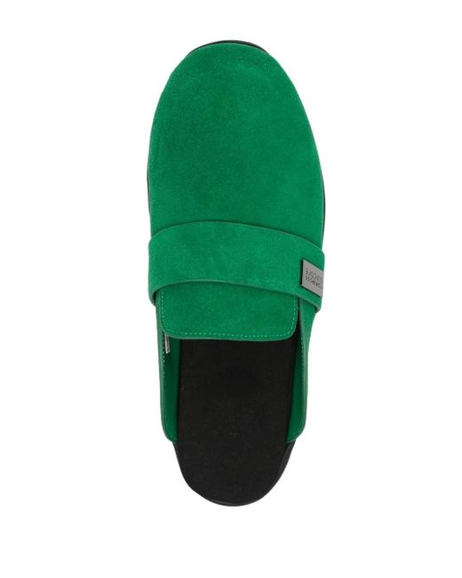 Suicoke Green Suede-Leather Slippers for men