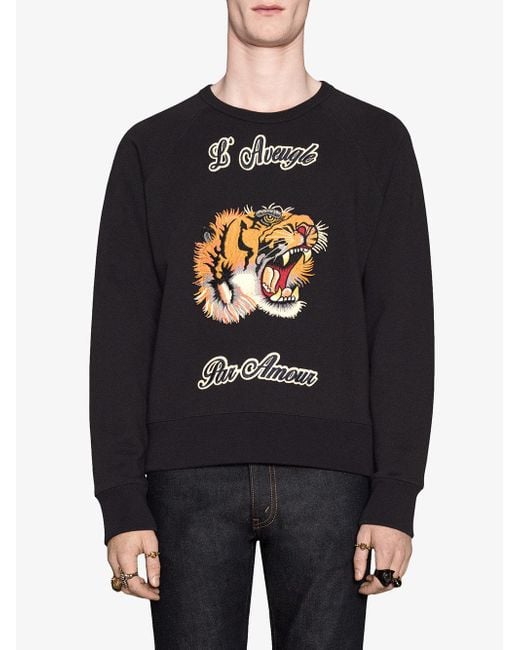 Sudadera con motivo de tigre Gucci de hombre de color Negro Lyst
