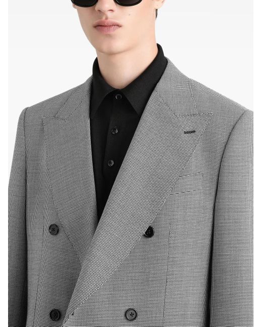 Dolce & Gabbana Gray Houndstooth-Pattern Blazer for men