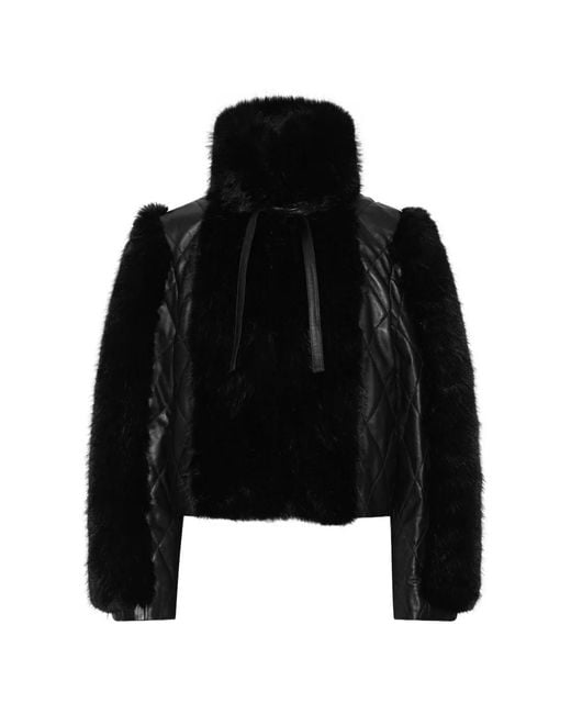 ROTATE BIRGER CHRISTENSEN Black Faux-Fur Leather Jacket