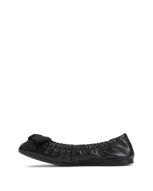 Prada Black Bow-Detail Wrinkled-Effect Ballet Flats