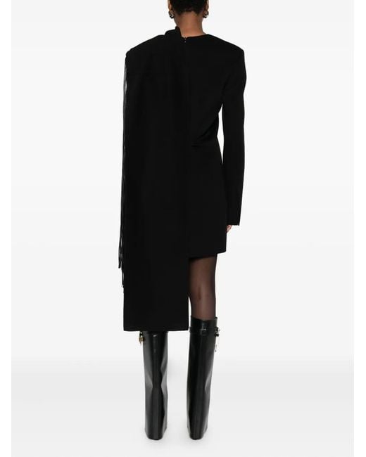 Sportmax Black Fringed-Detail Panelled Dress