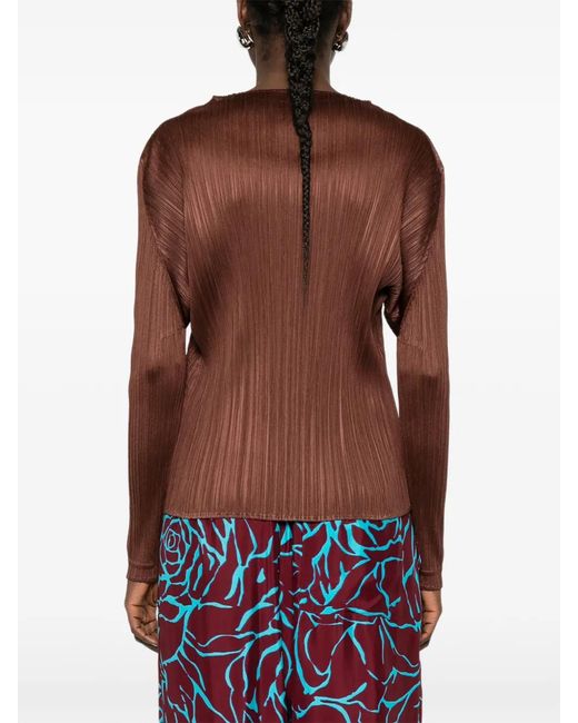 Pleats Please Issey Miyake レディース ブラウン プリーツ トップ