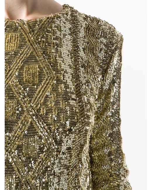Max Mara Metallic Sequin Embroidered Fitted Dress