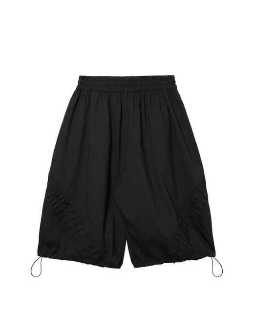 SAGE NATION Black Fossil Ruched-Panel Shorts