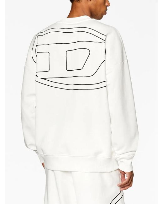 DIESEL White Rob-Megoval-D Cotton Sweatshirt for men