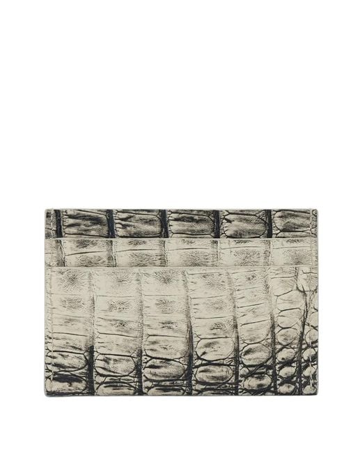 Kwanpen Gray Crocodile-Effect Leather Cardholder