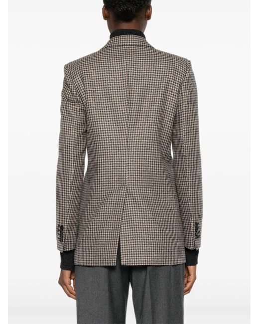 Tagliatore Gray Houndstooth-Check Single-Breasted Blazer