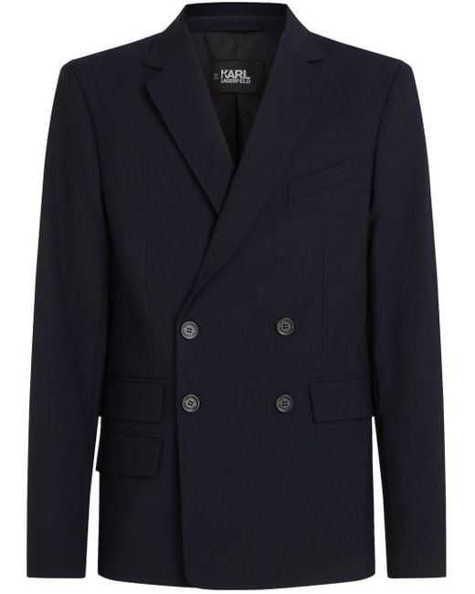 Karl Lagerfeld Blue Double-breasted Recycled Polyester Blazer for men