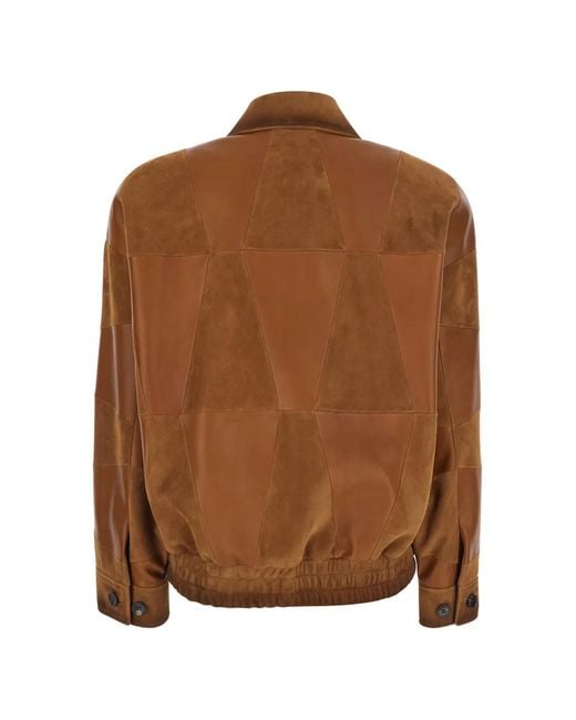Versace Brown Patchwork Leather Jacket