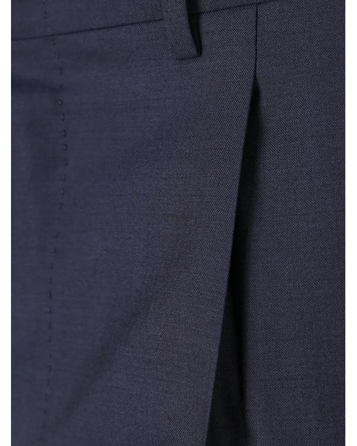 Canali Blue Pleated Wool Trousers for men