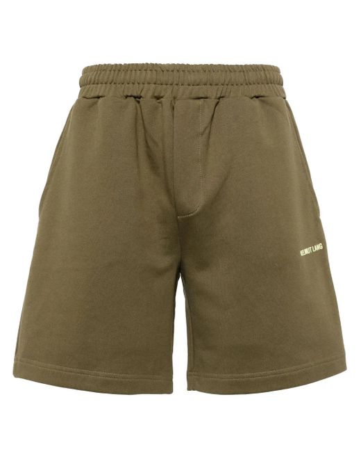 Helmut Lang Green Logo-Print Cotton Shorts for men