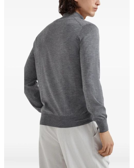 Brunello Cucinelli Gray Leggerissimo Cardigan Zip for men