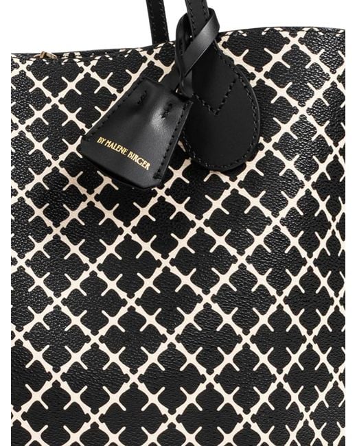 By Malene Birger Black Abigail Monogram-Print Tote Bag