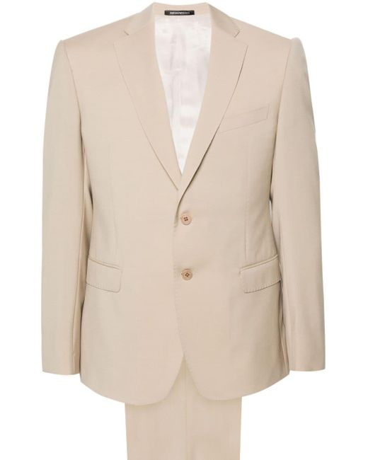 Emporio Armani Natural Single-breasted Virgin Wool Suit for men