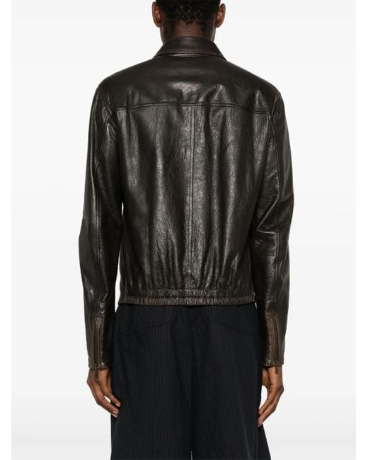 Prada Black Leather Shirt Jacket for men