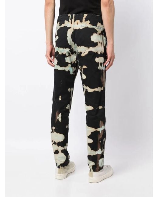 Stain Shade Black Tie-Dye Straight-Leg Trousers for men