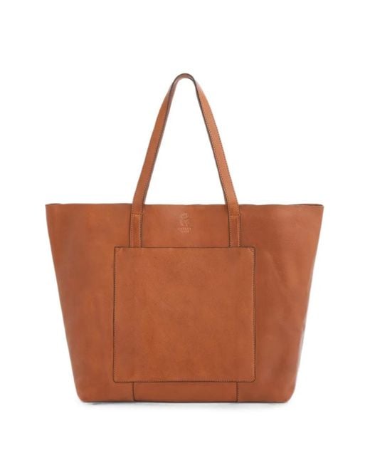 Osprey Brown Logo-Debossed Leather Tote Bag