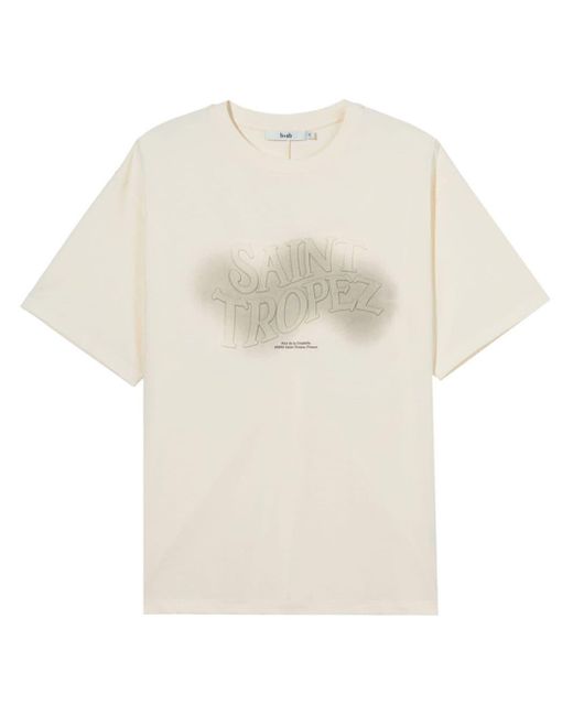 B+ AB White Text-embossed Cut-out T-shirt