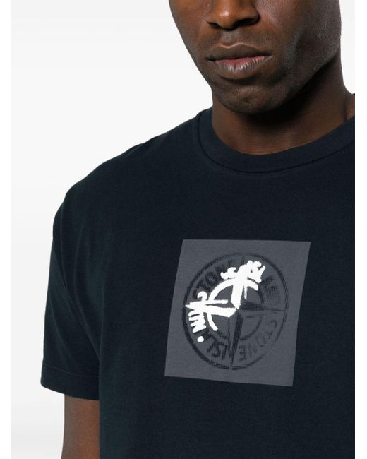 Camiseta con logo Compass Stone Island de hombre de color Black
