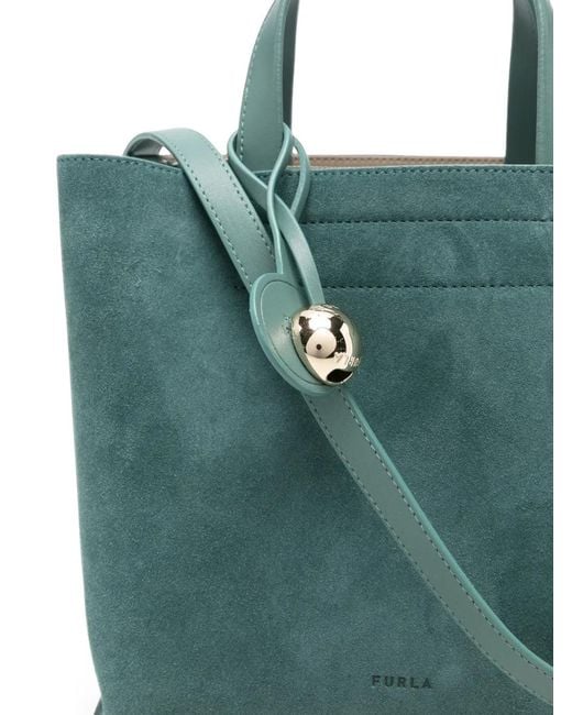 Furla Green Logo-Tag Leather Tote Bag