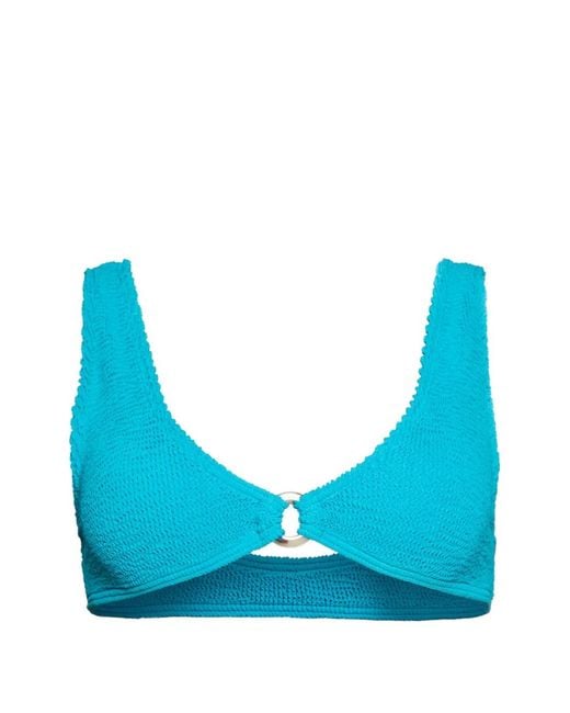 Bondeye Blue Ring-Detail Textured Bikini Top