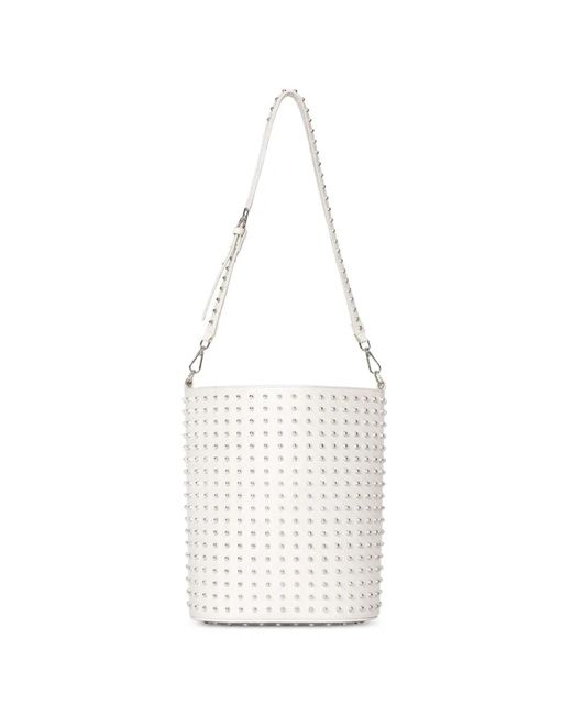 John Richmond White Stud-Embellished Bucket Bag