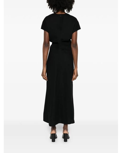 Totême Black Short-Sleeve Midi Dress
