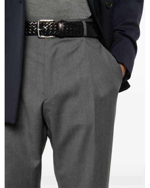 Caruso Gray Pleat-detail Wool Trousers for men